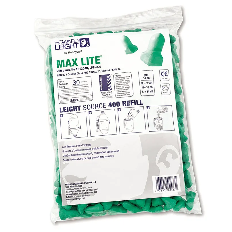 Howard Leight Honeywell Max Lite LS400 Refill - 200 Pairs 1013048 — Green